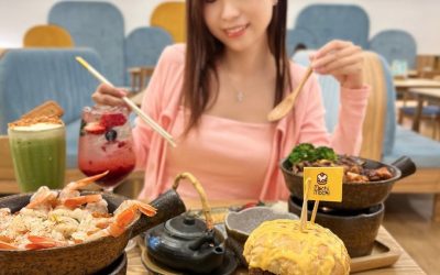 豪華雙拼釜飯三吃|台南三井瀑布漢堡與莓果氣泡秀