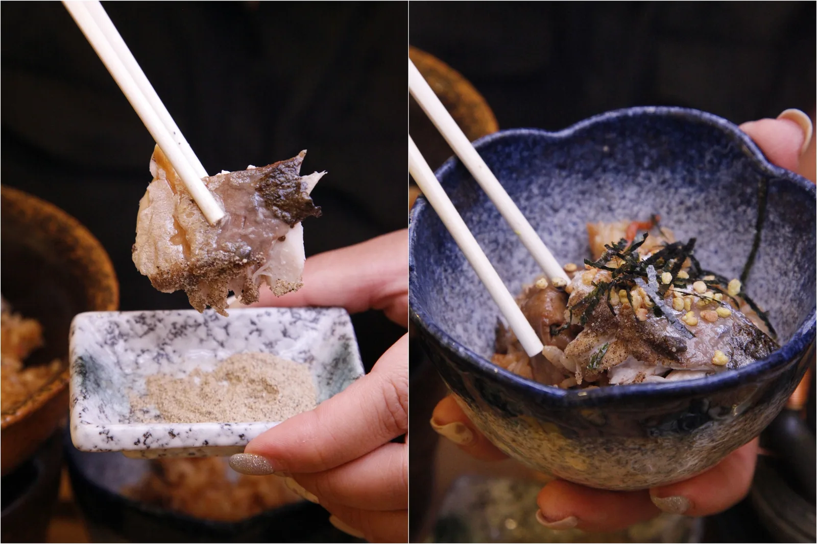 鯖魚釜飯盛入碗中